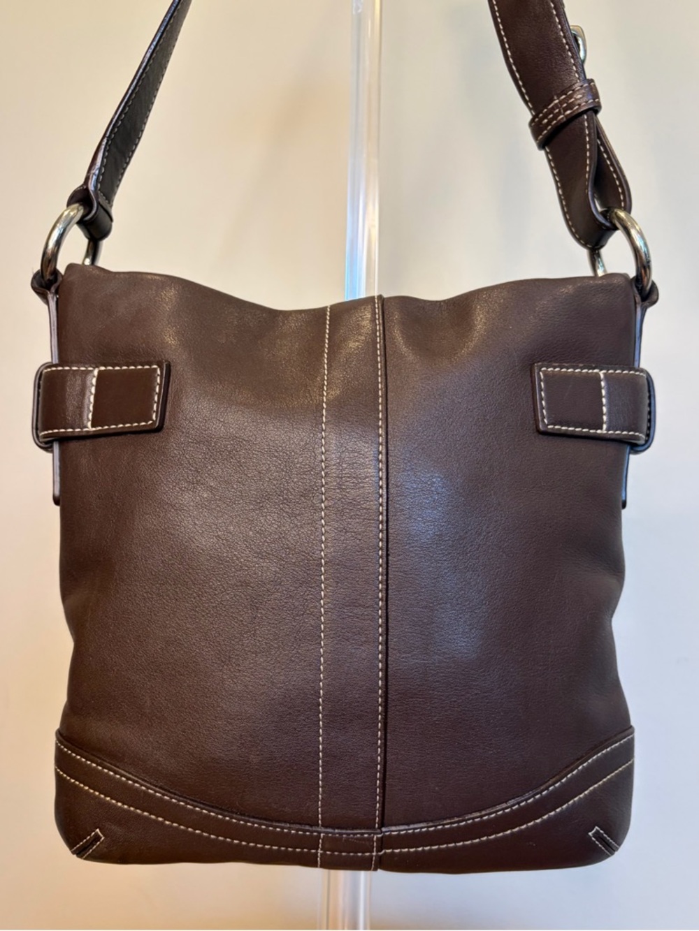 Vintage COACH Soho Slim Duffel Dark Brown Leather Shoulder Purse 1453 EUC - Picture 9 of 17